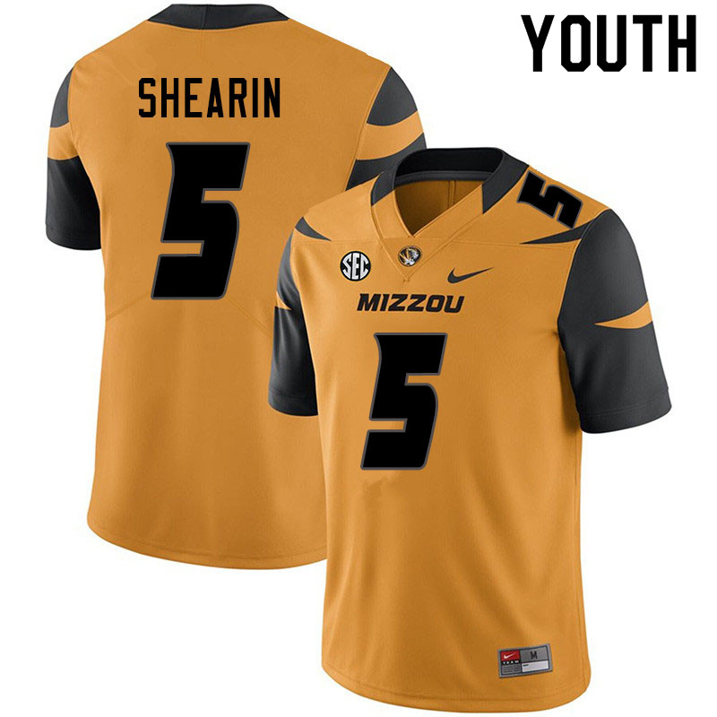 Youth #5 Chris Shearin Missouri Tigers College Football Jerseys Sale-Yellow - Click Image to Close